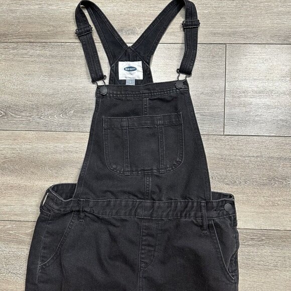 OLD NAVY Black Denim Straight Leg Overalls Size Small - Picture 2 of 4